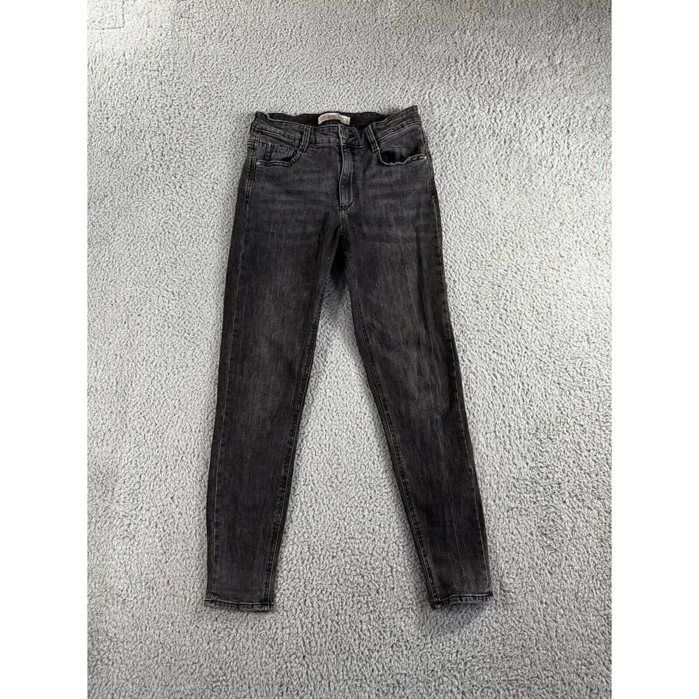 Zara Jeans Women‎ 4 Skinny Mid Rise Black Denim Casual Basic Minimalist 24x26